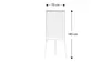 A white flipchart on a tripod stand with dimensions indicated. Produktbild-Vorschau