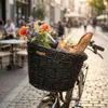 Basil Darcy L, Vorderseite, Fahrradkorb, Rattan, Schwarz, Produktbild-Vorschau 3