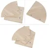 Three separate images of light brown wooden corner shelves, each with pre-drilled holes for assembly. Produktbild-Vorschau