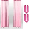 Two pink curtains are shown hanging, with two pink tie-backs to the right. Produktbild-Vorschau