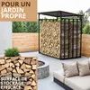 Abri à bois métallique avec toit et bâche 185x185x105cm Voir les images du produit 5