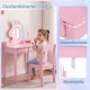 COSTWAY Kinder Schminktisch, 2 in 1 Frisiertisch mit Produktbild-Vorschau 7