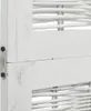 A close-up view of a white wooden room divider with woven elements. Produktbild-Vorschau