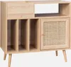 A light wood cabinet with rattan detailing and angled legs, shown against a plain light gray background. Anteprima dell’immagine prodotto