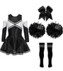 Mädchen Cheerleader Kostüm – Größe 128 cm | Glitzerndes Produktbild-Vorschau 1