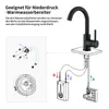 Diagram showing the installation of a low-pressure hot water heater faucet. Produktbild-Vorschau
