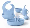 WELLHAUS Baby siliconen set, 8-delig, blauw, met zuignap, Productafbeelding-voorbeeld 2
