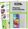 A collage of images showing instructions for applying a screen protector and a product shot of a smartphone with a screen protector. Náhled obrázku produktu