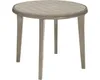 A round outdoor table with a grid pattern on the surface and four legs, set against a white background. Produktbild-Vorschau