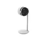 A white stand fan with a black grill is shown against a white background. Voir les images du produit
