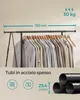 A clothing rack with clothes hanging on it, with product specifications shown. Náhled obrázku produktu