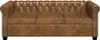 A front view of a brown leather sofa. Náhled obrázku produktu