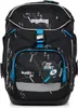 A black backpack with a detective-themed print, featuring magnifying glasses, footprints, and the text "TOP SECRET" and "Die drei ??? Kids". Anteprima dell’immagine prodotto