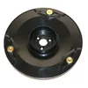 A black circular lawn mower part with gold screws on a white background. Produktbild-Vorschau