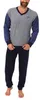 Lässiger Herren Frottee Schlafanzug langarm Pyjama mit Produktbild-Vorschau 3