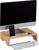 Relaxdays Monitorständer Bambus, 3 Fächer, Produktbild-Vorschau 1