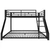 A black metal bunk bed with a ladder, shown from the front against a white background. Podgląd zdjęcia produktu