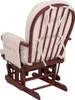 Rear view of a wooden rocking chair with cream cushions. Voir les images du produit