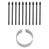 A set of black stylus pen tips and a silver ring are arranged on a white background. Náhled obrázku produktu