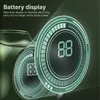 Close-up of two digital battery displays with glowing green rings and numbers. Produktbild-Vorschau