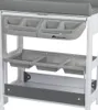 Close-up view of the storage compartments and lower shelf of a baby changing station. Produktbild-Vorschau