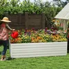 A person watering flowers in a raised garden bed. Voir les images du produit