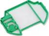 A close-up, studio shot of a vacuum cleaner filter with a green plastic frame and white filter material. Produktbild-Vorschau