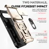 A product image showcasing a phone case with various features highlighted by text overlays. Produktbild-Vorschau