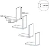Diagram showing the dimensions and arrangement of L-shaped shelf brackets. Podgląd zdjęcia produktu