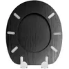 A black toilet seat with a wood grain texture, shown from a top-down perspective. Produktbild-Vorschau