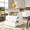 A kitchen or dining area with a table and chairs, featuring a modern dining table with storage. Produktbild-Vorschau