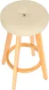 A bar stool with a cream-colored seat and wooden legs. Podgląd zdjęcia produktu