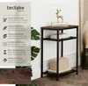 A side table with decorative elements and text describing its features. Produktbild-Vorschau