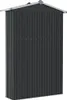A tall, narrow anthracite-colored metal shed with a pitched roof, presented against a white background. Produktbild-Vorschau