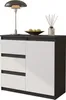 A modern sideboard with three drawers and one door, presented against a white background. Produktbild-Vorschau
