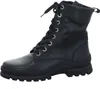 A black leather lace-up boot is shown against a white background. Produktbild-Vorschau