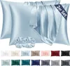 Satin Kissenbezug 40x60 Hellblau 2er-Set mit Haargummis Produktbild-Vorschau 1
