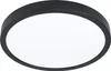 A round, black and white LED ceiling light is shown against a white background. Produktbild-Vorschau