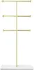 A gold jewelry stand with a white base against a white background. Voir les images du produit