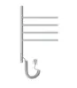 A chrome electric towel warmer with four folding arms, a coiled power cord, and a plug. Podgląd zdjęcia produktu