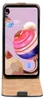 A flip case for a smartphone is shown open, with the phone screen displaying a colorful abstract wallpaper. Produktbild-Vorschau
