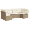 vidaXL 6-tlg. Garten-Sofagarnitur mit Kissen Beige Poly Produktbild-Vorschau 1