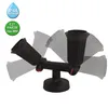 A black double-headed outdoor light fixture with adjustable heads, shown against a white background. Ghosted images of the light heads in different positions are overlaid to demonstrate adjustability. Produktbild-Vorschau
