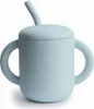 Silikonowy kubek treningowy Mushie ze słomką Powder Blue Podgląd zdjęcia produktu 1