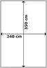 Diagram showing dimensions of a caravan awning or sunshade. Náhled obrázku produktu