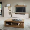 Wohnzimmer-Set in Kaschmir & Eiche mit Couchtisch, 4-teilig Produktbild-Vorschau 1