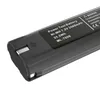 A close-up, angled view of a black power tool battery against a white background. Produktbild-Vorschau