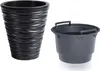 A black planter and a dark gray bucket are shown side-by-side on a white background. Voir les images du produit