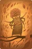 An illustration of an owl-like creature with multiple arms, standing on a branch surrounded by falling leaves. Náhled obrázku produktu