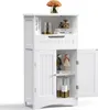 A white storage cabinet with its doors open, displaying decorative items and vases. Náhled obrázku produktu